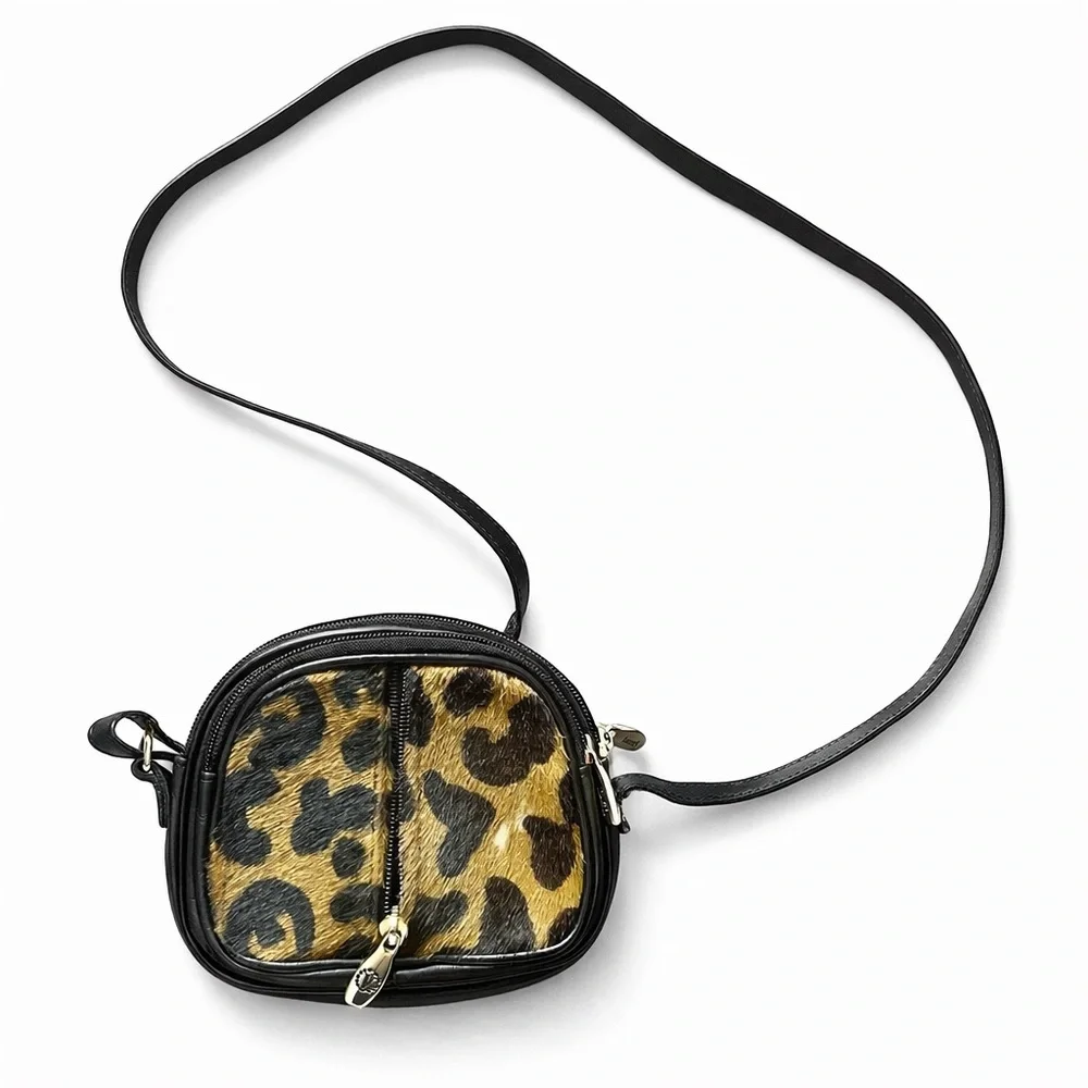 Valentina Leopard Print Calf Hair Crossbody Mini Bag - Picture 3 of 8